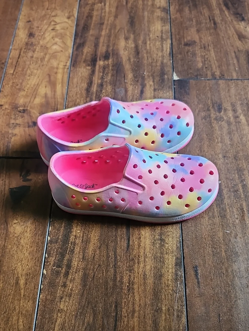 3/$15! Cat & Jack Toddler Size 9 Pastel Rainbow Slip-On Waterproof Shoes